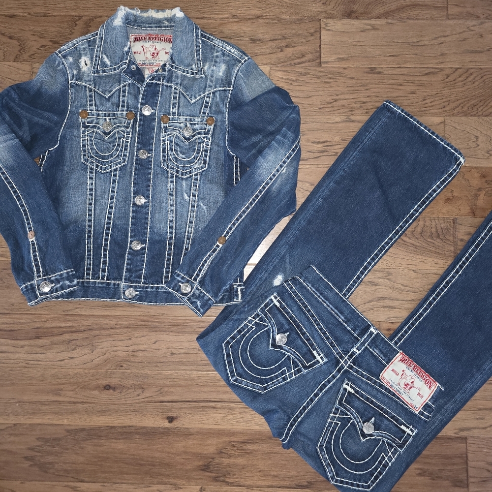Billy and Jimmy Super T Vintage True Religion Denim Set NWOT